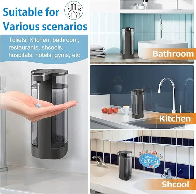 Automatic Liquid Soap Dispenser, Rechargeable, Touchless, 17oz/500ml with 4 Adjustable Soap Levels, Wall Mount & Waterproof, Liquid Hand/Dish Soap Dispenser for Bathroom Kitchen - ModernBath