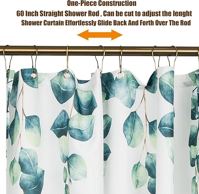 Artiwell 60" Heavy Duty Straight Shower Rod With Shower Rod Flange, Permanent Mount Shower Curtain Rod With Screws Bracket, Never Rust Stainless Steel, Window Curtain and Closet Rod, Champagne Bronze - ModernBath