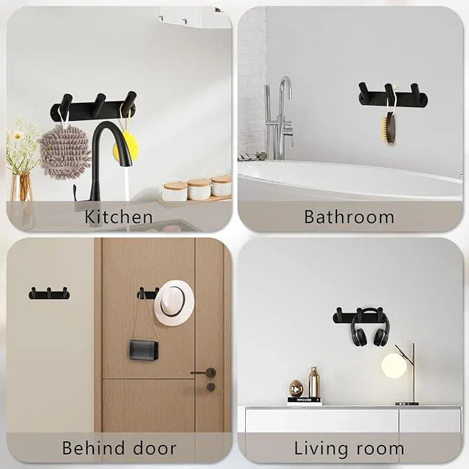NINETREX Coat Rack Wall Mounted, Black Metal Coat Rack with 3 Coat Hooks Heavy Duty Coat Hanger Hooks Bag Hat Towel Rack for Entryway, Bathroom, Bedroom, Kitchen, and Hallway(Black,Round) - ModernBath