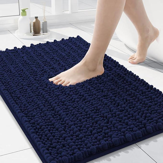 Arotive Luxury Chenille Bathroom Rug Mat, Extra Soft Thick Absorbent Shaggy Bath Rugs, Non-Slip Machine Wash Dry, Plush Bath Mats for Bathroom, Shower and Tub, 24x16, Navy - ModernBath