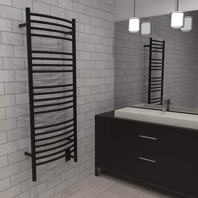 Amba Jeeves DCMB Model D-Curved 20-Bar Hardwired Towel Warmer in Matte Black - ModernBath