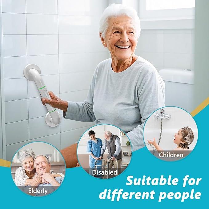 Grab Bars for Shower,2 Pack 12 Inch Shower Handle Bath Grab Rails with Anti-Slip Grip and Safety Luminous Circles,Stainless Steel Bath Handle Bathroom Grab Bar for Seniors, and Disability. - ModernBath