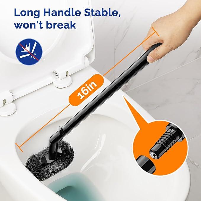 HAMITOR Toilet Plunger Bowl Brush Combo：Heavy Duty Rubber for Drain Clog Remover - Curved Design Bristles for Deep Cleaning Under Rim - Compact Bathroom Cleaning Tools for New Homet Essentials - Black - ModernBath