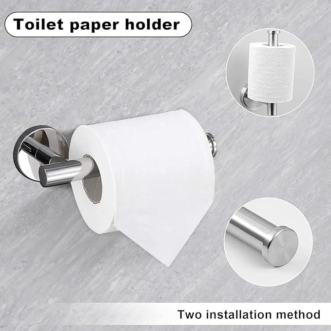 23.6inch 10 Sets Bathroom Towel Rack Set Brushed Nickel, Includes 2PCS 23.6Inch Towel Bar, 2PCS Towel Ring, 2PCS Toilet Holder and 4PCS Towel Hooks-Brushed Nickel - ModernBath