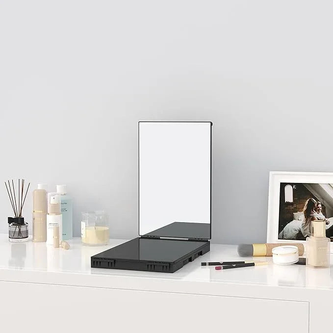 Dripex 3 Way Mirror with Led Lights for Men or Women, 360° Trifold Self Haircut Mirror with Height Adjustable Hooks, for Makeup, Styling, Shaving, Braiding, Dye Hair (Black with Led) - ModernBath