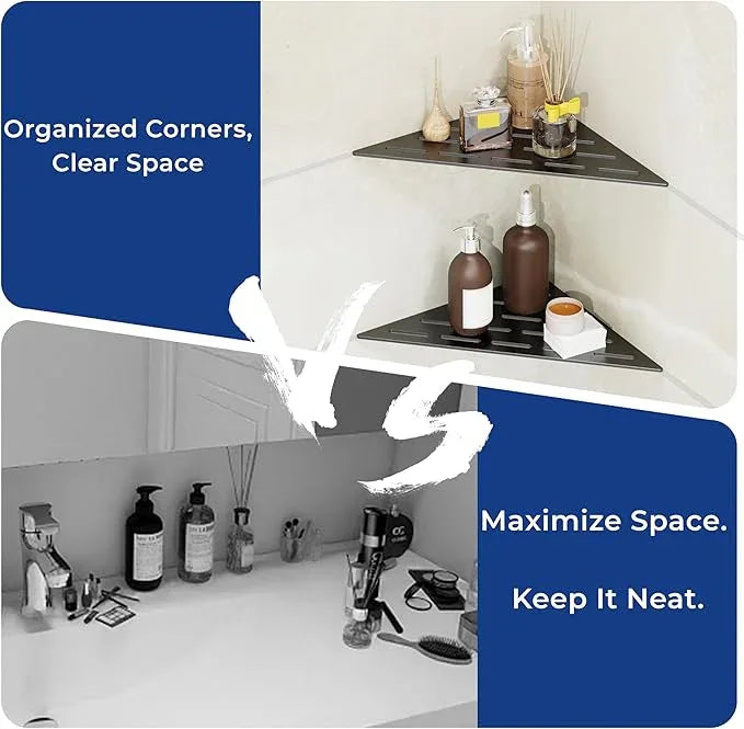 Corner Shower Caddy Shelf, Recessed Built-in Bathroom Storage for Tiled 90° Walls, Matte Black 304 Stainless Steel, Set of 2 - ModernBath