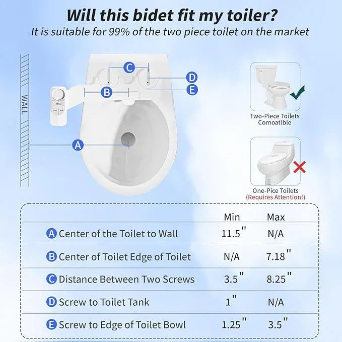 SAMODRA Non-Electric Bidet - Self Cleaning Dual Nozzle (Frontal and Rear Wash) Fresh Water Bidet Toilet Seat Attachment with Independent Adjustable Water Pressure (Classic White) - ModernBath
