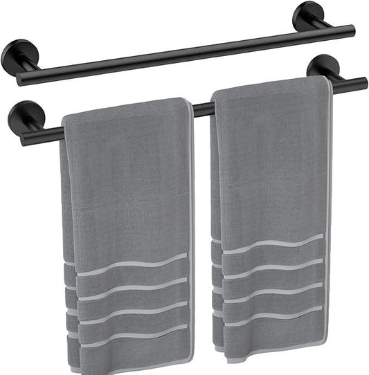 2 Pack Matte Black Towel Bar 24 Inch, Thicken Towel Rack for Bathroom Wall, SUS304 Stainless Steel Towel Rod, Modern Home Decor (Total Length 26-Inch) - ModernBath