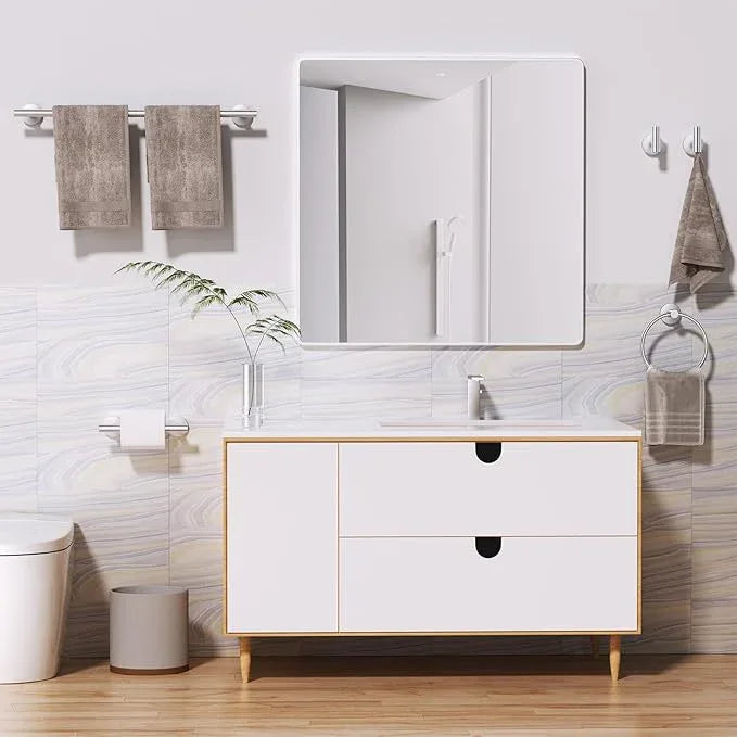 Brushed Nickel Towel Bar Bathroom Hardware Accessories Set, 10 Pieces Upgraded Toilet Paper Holder 23.6 Inch Towel Rack for Bathroom Wall Mounted Stainless Steel Bathroom Set - ModernBath