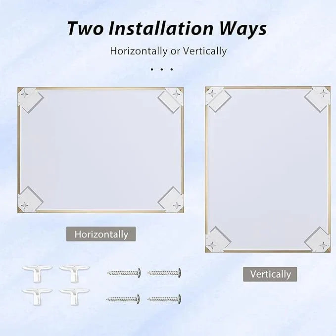 Bonverre 24x40 Inch Brass Bathroom Mirror for Wall, Aluminum Frame Rectangle Rectangular Vanity Mirror, Modern Large for Bedroom, Living Room, Horizontal or Vertical - ModernBath