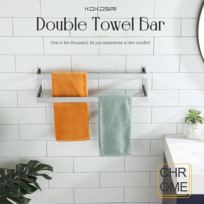 KOKOSIRI Towel Bars Bath Towel Holders 24 Inches Chrome Bathroom 2-Tiers Ladder Towel Rails Wall Mounted Towels Shelves Rack Polished Stainless Steel, B5008CH-L24 - ModernBath