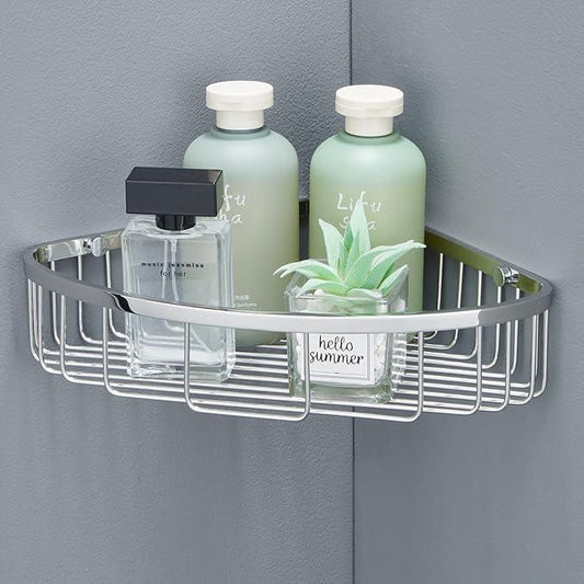 Bathroom Shower Caddy Corner Shelf, Corner-Hollow Design, Ultra Sturdy Rust-Proof Stainless Steel Shelf Organizer Shampoo Holder, Wall Mounted Storage Rack for Bathroom, Polished Chrome - ModernBath