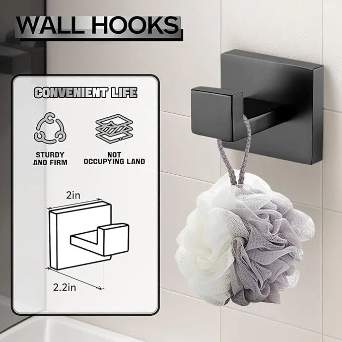10-Piece Matte Black Bathroom Hardware Accessories Set Including 23.6 Inch Bath Towel Bar, Towel Rings, Bath Toilet Paper Holders, Robe Towel Hooks Set for Bathroom Stainless Steel Wall Mounted - ModernBath