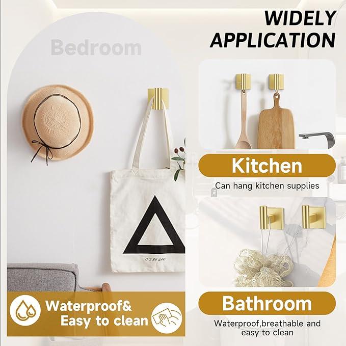 Brushed Gold Bathroom Hardware Accessories Towel Bar Set, 10 Pieces Bathroom Towel Bar Holder Set, 23.6 Inch Stainless Steel Toilet Paper Holder Towel Racks for Bathroom Wall Mounted - ModernBath