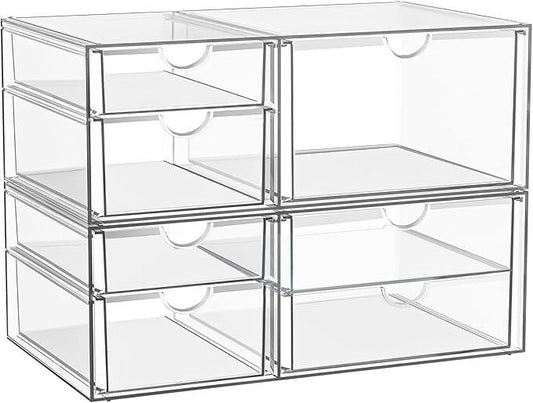 YFXCVSL Clear Stackable Storage Drawers, Acrylic Makeup Organizer with 7 Drawers, Bathroom Organizers and Storage, Plastic Bins for For Vanity, Undersink, Kitchen Cabinets, Pantry - ModernBath
