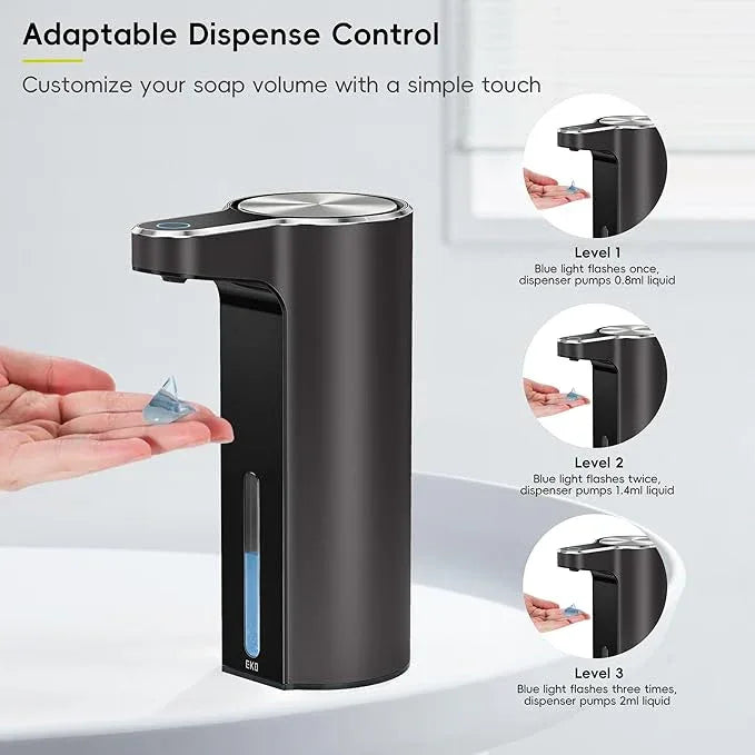 EKO Aroma Touchless Automatic Soap Dispenser for Bathroom and Kitchen, Liquid Hand Soap Dispenser, Water-Resistant and Rechargeable, 9 fl oz (Dark Grey) - ModernBath
