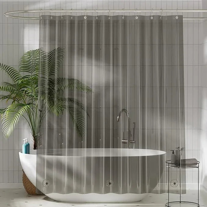 Titanker Shower Curtain Liner, Plastic Shower Liner PEVA 72 x 72 Lightweight Waterproof Shower Curtains for Bathroom with Magnets and Rustproof Grommets, Clear Black - ModernBath