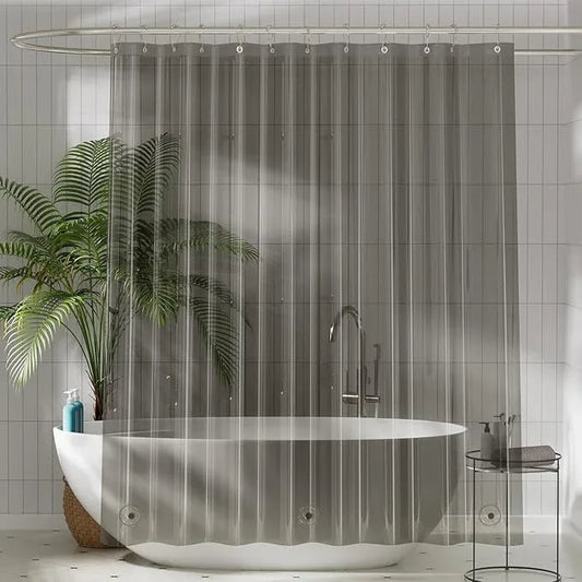 Titanker Shower Curtain Liner, Plastic Shower Liner PEVA 72 x 72 Lightweight Waterproof Shower Curtains for Bathroom with Magnets and Rustproof Grommets, Clear Black - ModernBath