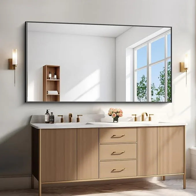 BONEWEI Bathroom Mirror,72x36 inch Bathroom Mirrors for Over Sink,Large Wall Mirror for Bathroom Wall Mounted Rectangle Mirrors,Black Vanity Mirror for Living Room,Bedroom Entryway,Horizontal/Vertical - ModernBath