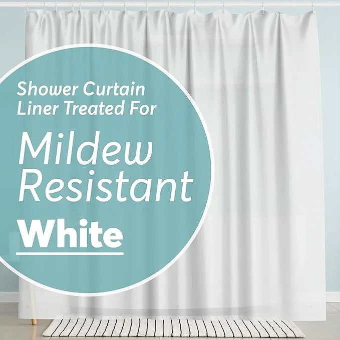 BigFoot Shower Curtain Liner – 72 x 72 PEVA Premium Shower Curtain with Rustproof Metal Grommet and 3 Magnetic Weights – Odor Free and Compatible with Standard Showers, White - ModernBath