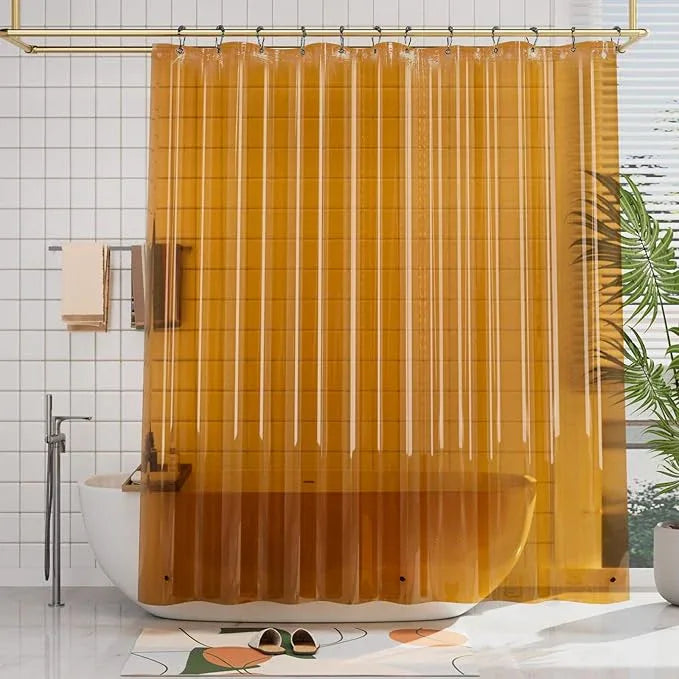 AmazerBath Shower Curtain Liner, 72x72 Transparent Orange Shower Liner, Lightweight Plastic Shower Curtain Liners, Cute Waterproof Shower Liner for Bathroom with 3 Magnets and 12 Grommet Holes - ModernBath