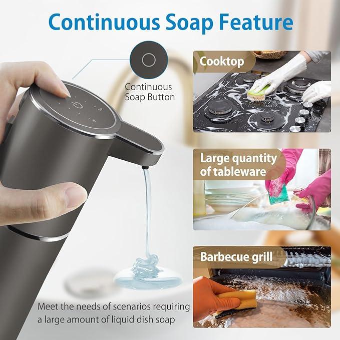 Gotofine Automatic Liquid Soap Dispenser,4-Level Adjustable, Wall Mount,USB Rechargeable,12.8oz/ 380ml,Touchless Hand & Dish Soap Dispenser for Bathroom, Kitchen,Hotel, Restaurant - ModernBath