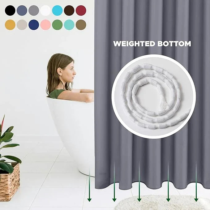 Biscaynebay Hotel Quality Fabric Shower Curtain Liner 72 Inch by 72 Inch, Dark Grey Water Resistant Bathroom Curtains Liners, Rust Resistant Grommets Top Weighted Bottom Hem Machine Washable - ModernBath