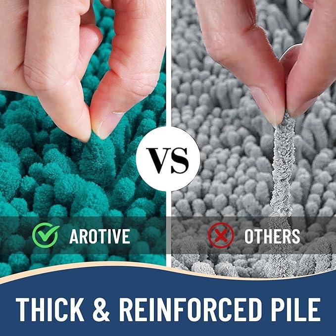 Arotive Luxury Chenille Bathroom Rug Mat, Extra Soft Thick Absorbent Shaggy Bath Rugs, Non-Slip Machine Wash Dry, Plush Bath Mats for Bathroom, Shower and Tub, 24x16, Lake Blue - ModernBath