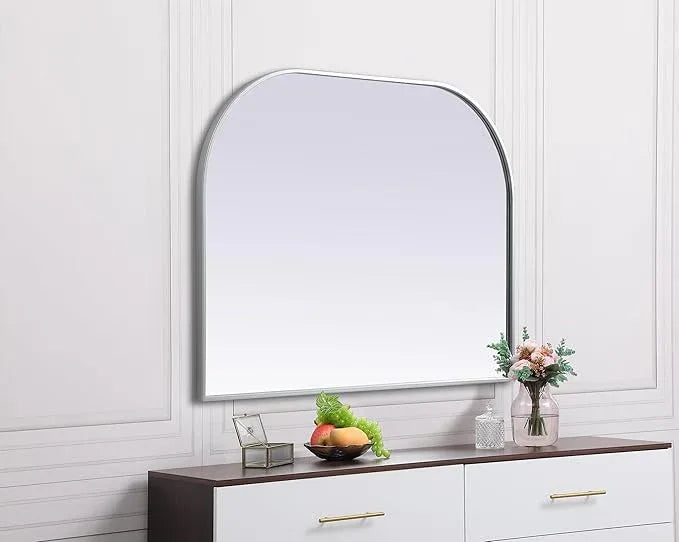 Illuminate, Metal Frame Arch Mirror 40X30 Inch in, Modern, Silver - ModernBath