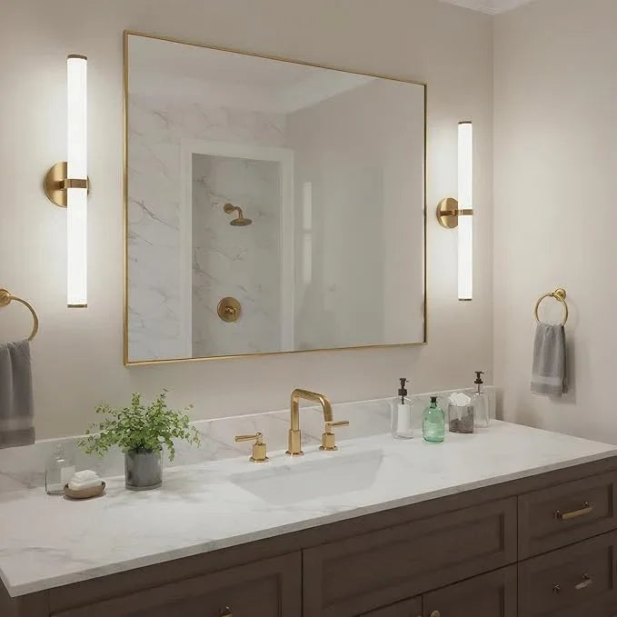 Bonverre 24x32 Inch Brass Bathroom Mirror for Wall, Aluminum Frame Rectangle Rectangular Vanity Mirror, Modern Large for Bedroom, Living Room, Horizontal or Vertical - ModernBath