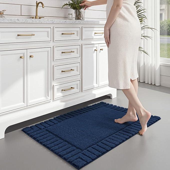 LUMI Bathroom Rugs Non Slip with Rubber Backing, Extra Soft Plush Microfiber Bath Rug Absorbent, Machine Washable Bath Mat Quick Dry for Tub, Shower, Hotel, Blue, 20"x32" - ModernBath