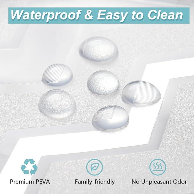 Seenus Waterproof PEVA White Striped Shower Curtain Extra Long 72 x 78 inch, 3D Frosted Shower Curtain Liner with 3 Weighted Magnets, Semi Transparent Plastic Shower Curtain Lightweight for Bathroom - ModernBath