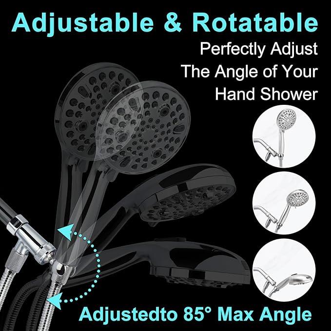 Shower Head Holder All Metal, Brass Adjustable Shower arm Bracket for Handheld, Hand held Showerhead Holder (B-Style Shower Arm Mount Premium Chrome - ModernBath