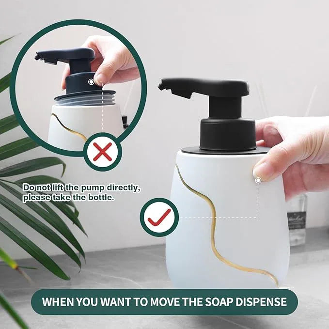 BosilunLife Automatic Foaming Soap Dispenser - Touchless Foam Hand Wash Dispenser for Bathroom Ceramic Smart Electric Auto Dish Soap Dispenser Waterproof, USB C Rechargeable, 17 oz/500 ml - ModernBath