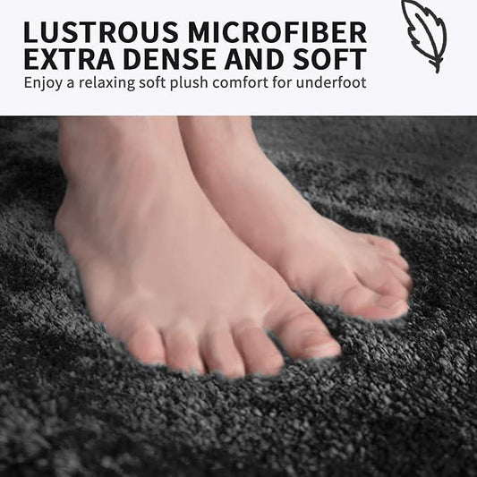 FIFU Bathroom Runner Rug 24" W x 60" L, Bath Mats for Bathroom, Bedroom & Kitchen, Non-Slip Rubber Latex Backing, Comfort & Soft Shower Bathmat & Carpet for Sink, Home & Hallways, Black - ModernBath