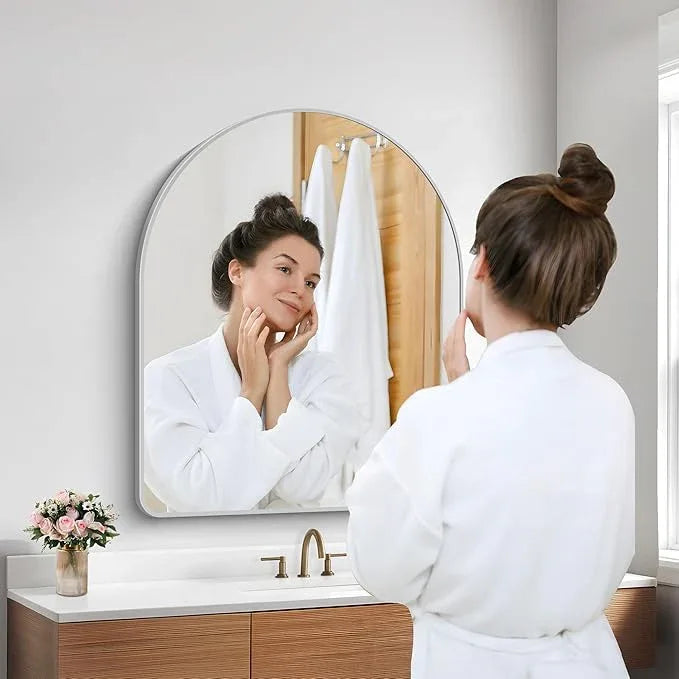 FORBATH Arched Bathroom Mirror 30x36 Inch, Arch Wall Mirror with Silver Aluminum Frame, Arched Mirror for Dresser, Fireplace,Entryway,Home Decor,Hanging or Leaning Against Wall - ModernBath