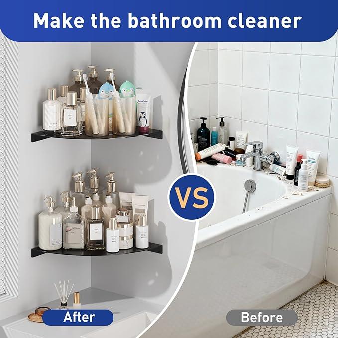 Corner Shower Shelves Load Capacity 40 Lbs 304 Stainless Steel Shelf for Shower Will Not Rust 8in Shower Corner Shelf Matte Black Drilling Installation - ModernBath