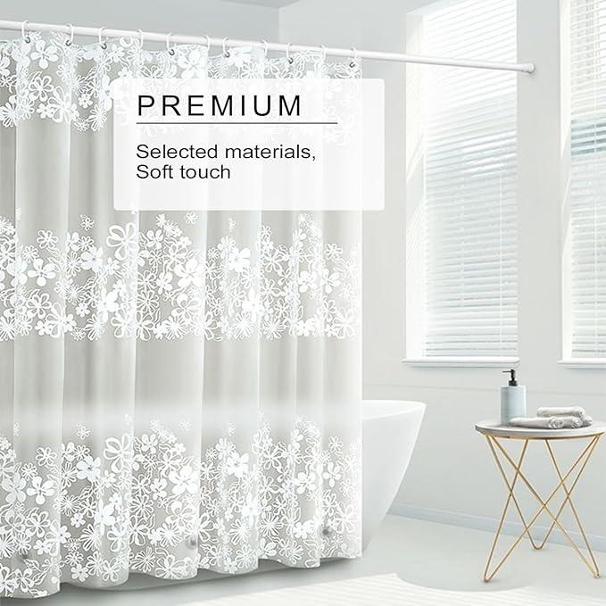 TIKABC Shower Curtain Liner, 4G PEVA Shower Liner, Plastic Waterproof Shower Curtains, 72x72 inch with Grommet Holes 3 Magnetic Weights - ModernBath