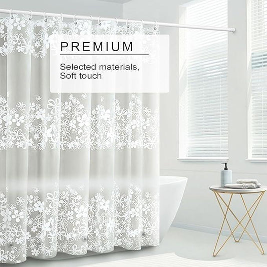 TIKABC Shower Curtain Liner, 4G PEVA Shower Liner, Plastic Waterproof Shower Curtains, 72x72 inch with Grommet Holes 3 Magnetic Weights - ModernBath