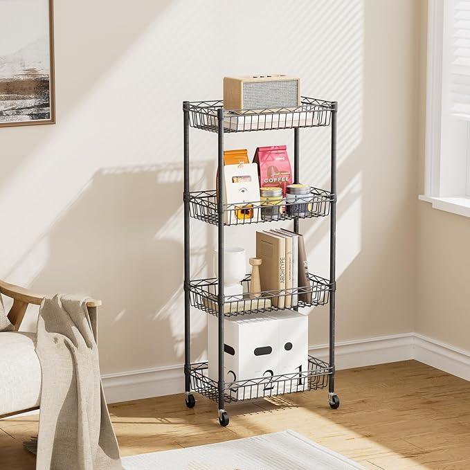 SINGAYE Shelf Closet Wire Shelving：Adjustable Metal Unit for Laundry Room Organization Bathroom Kitchen Home Storage with Wheels Pantry Rack Shelves - ModernBath
