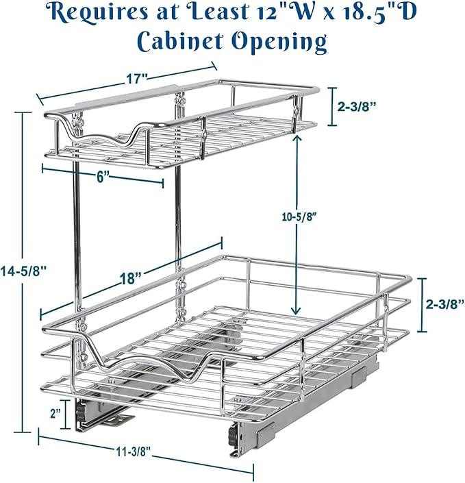 HOLDN’ STORAGE Under Sink Organizers and Storage - 2 Tier slide out Cabinet Organizer With Sliding Drawers For Inside Cabinets- Lifetime Limited Warranty 11" W x 18" D x 15”H, Chrome - ModernBath