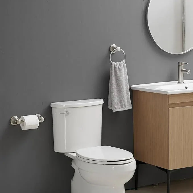 RUMOSE Toilet Paper Holder and Hand Towel Ring Brushed Nickel Wall Mount Bathroom Hardware Accessories 2 PCS Set Flexible Pivoting Toilet Tissue Roll Holder and Towel Hanger, Stainless Steel - ModernBath