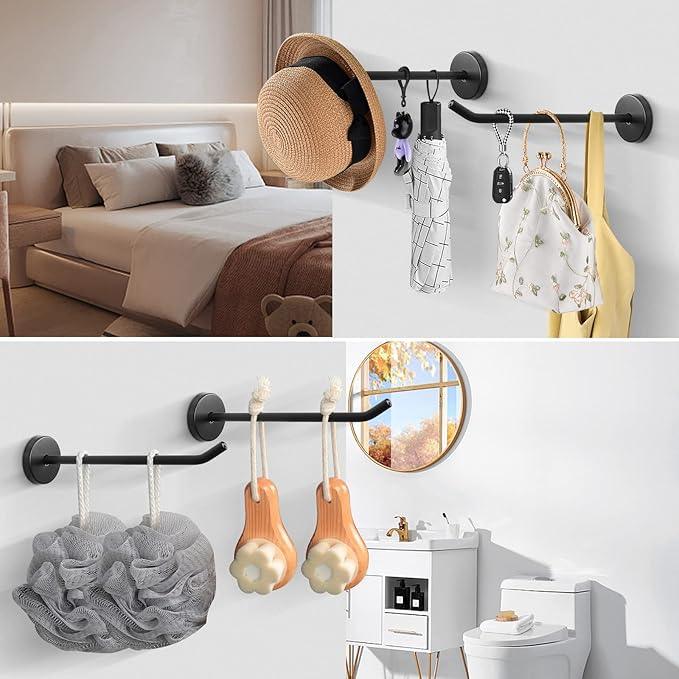 NearMoon Coat Hooks, Wall Mount Hooks for Hanging Hat Hurse Robe, 304 Stainless Steel Heavy Duty Towel Hangers for Bathroom Livingroom Hotel Kitchen Garage, 6 Pack (6 Inch, Matte Black) - ModernBath
