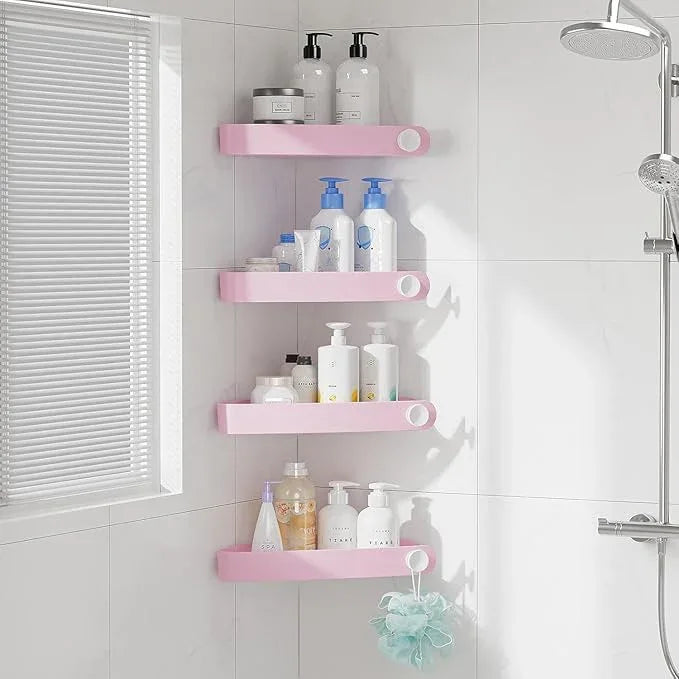 Sotfamily Shower Caddy Corner, 4 Pack Adhesive Corner Shower Shelves for Bathroom Organizers and Storage, Rust Free Plastic Rack for Bathroom Accessories & Decor, Pink - ModernBath