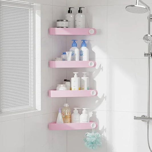 Sotfamily Shower Caddy Corner, 4 Pack Adhesive Corner Shower Shelves for Bathroom Organizers and Storage, Rust Free Plastic Rack for Bathroom Accessories & Decor, Pink - ModernBath