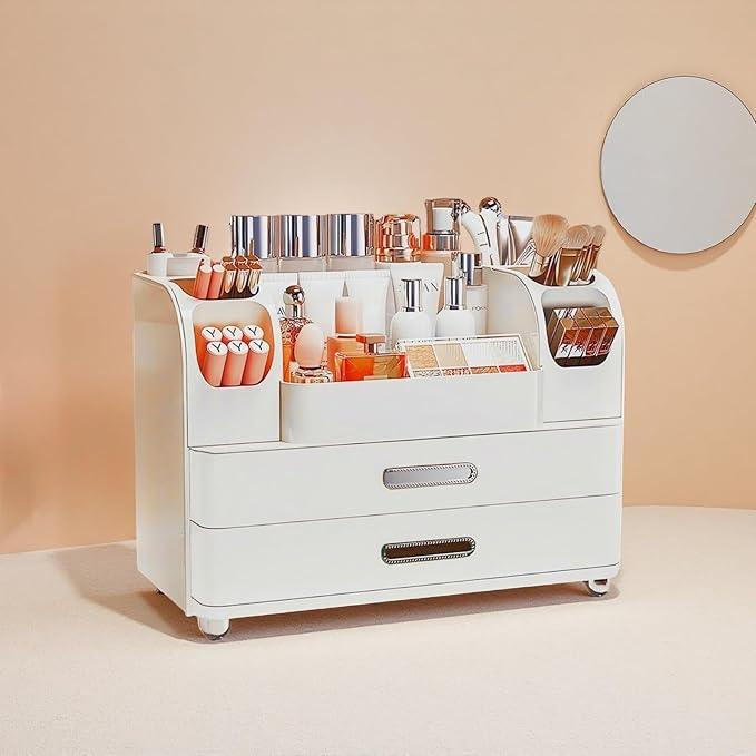 Makeup Organizer with Drawers for Vanity,Bathroom Countertop Organizer with Brushes Holder,Skincare Storage Organizer,Perfect Cosmetic Display Case for Skincare,Lipstick and Beauty Essential - ModernBath