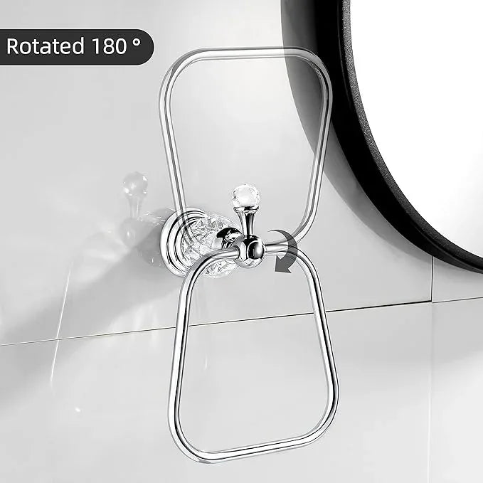 WINCASE Crystal Towel Ring, Chrome Hand Towel Holder, Silver Towel Rack Hanger for Bathroom, Towel Holder Bling Wall Mounted Decorative - ModernBath