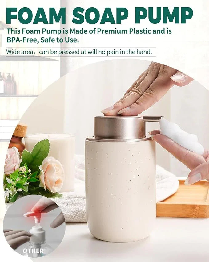 BosilunLife Foam Soap Dispenser - Ceramic Foaming Hand Dispenser for Bathroom Modern Farmhouse Small Soap Dispenser Lotion Hand Pump Dispenser for Kitchen Sink (Apricot, Foam Pump) - ModernBath