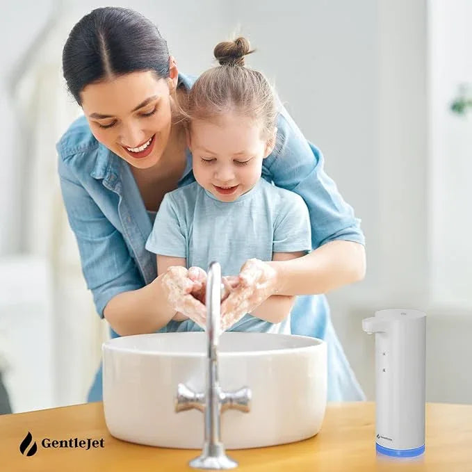 GentleJet EasyFoam Automatic Foaming Soap Dispenser - Rechargeable Automatic Soap Dispenser Touchless for Bathroom or Kitchen, Motion Sensor, 2 Levels, IPX5 Water-Resistant, 9.5oz (White) - ModernBath