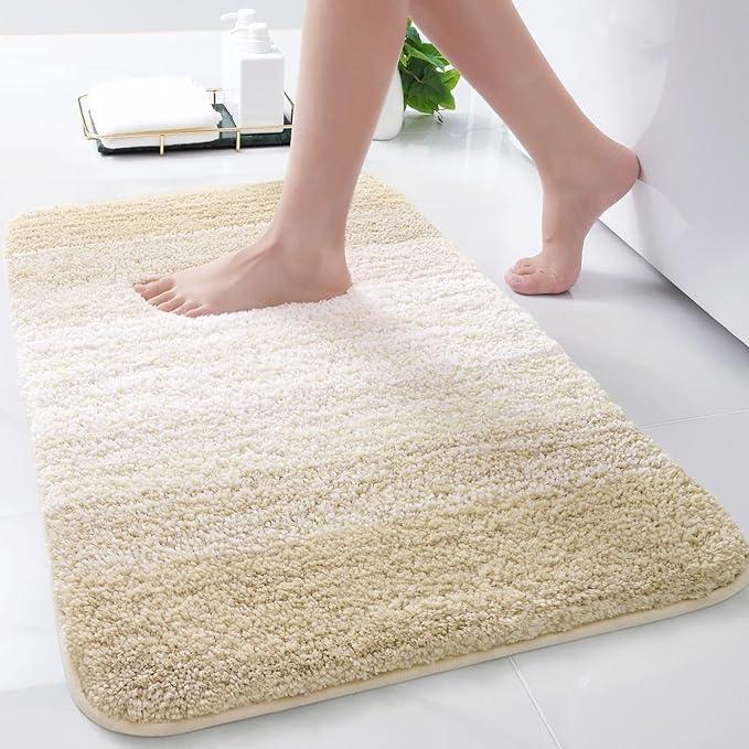 Arotive Microfiber Bathroom Rugs, Shaggy Soft and Absorbent Bath Rug, Non-Slip, Thick Plush Machine Washable Dry Bath Mats for Bathroom, Tub and Shower, 24x16, Light Beige, Rectangular - ModernBath